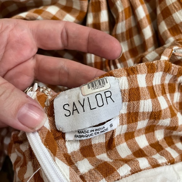 Revolve Saylor gingham jumpsuit tie front ruffle sleeveless pantsuit S - Picture 7 of 8